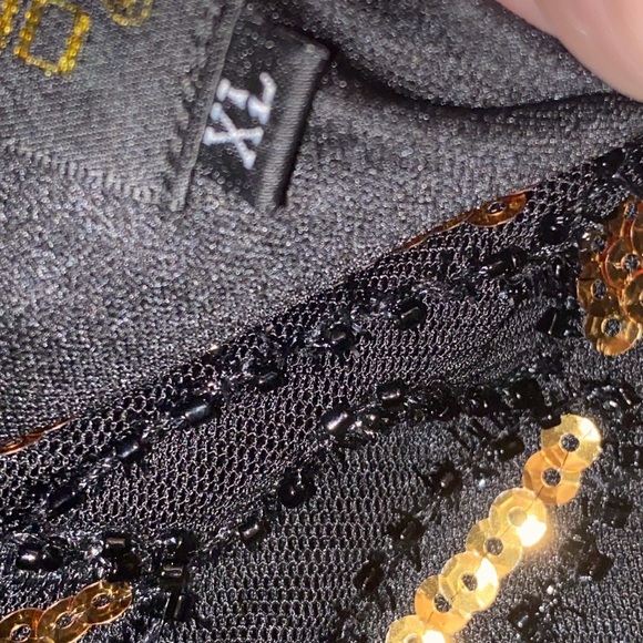 BEYONDBABE WO SIZE XL Elegant Black and Gold SEQUINS FLAPPER Women's STYLE Dress - Picture 3 of 11